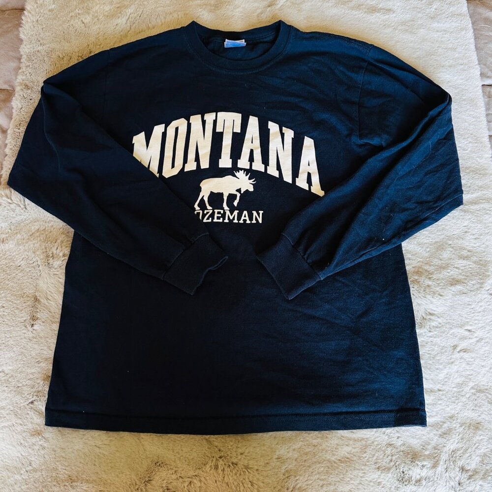 Gildan Montana Shirt Mens‎ Small Bozeman Ultra Cotton Long Sleeve Tee Crew Neck